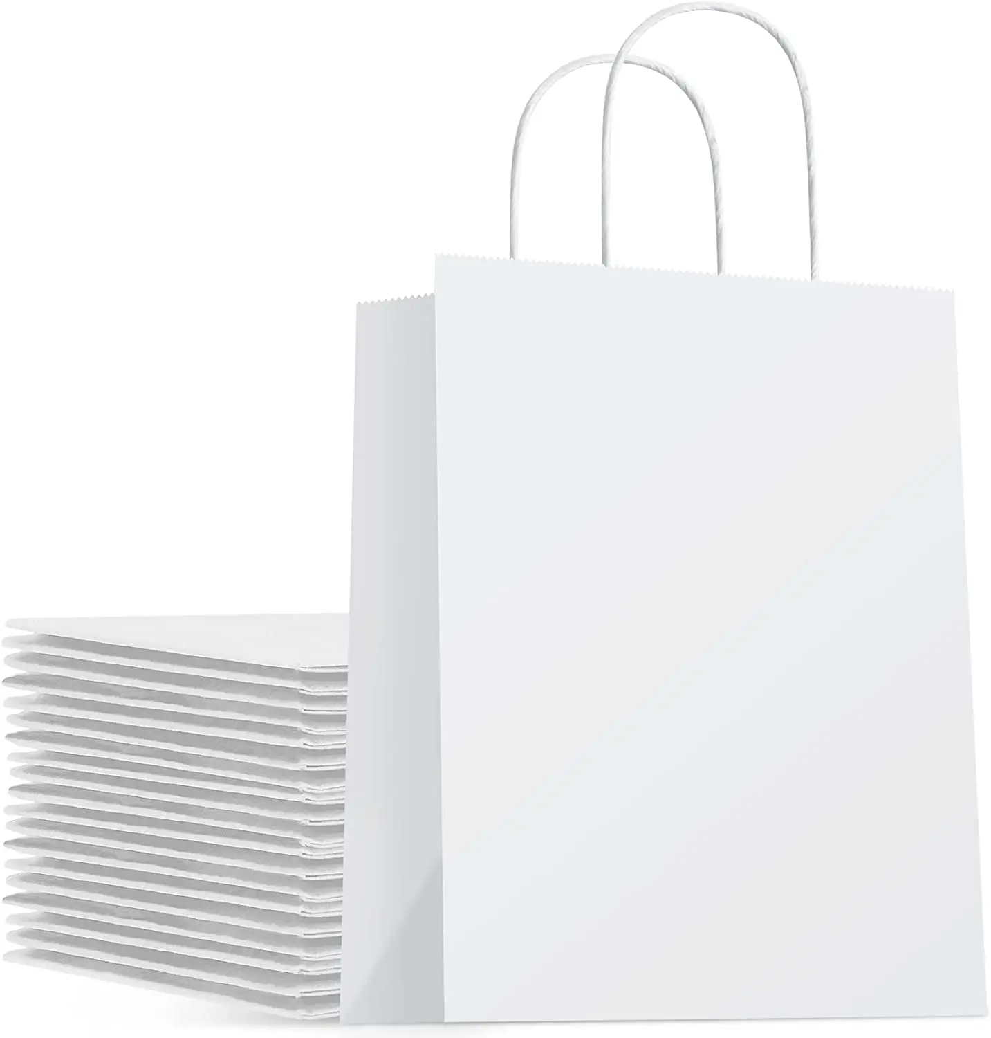 Custom logo white brown black fast food packaging gift takeaway craft shopping paper bag with handles