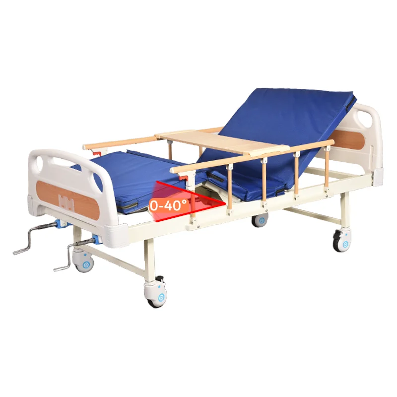 Clinic Two Crank 2 Function Mobile Adjustable Manual Hospital bed Furniture Medical Bed for Patient Factory Discounted Price