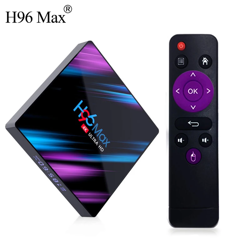 High Quality H96 MAX RK3318 dual wifi led display smart tv box android h96 max