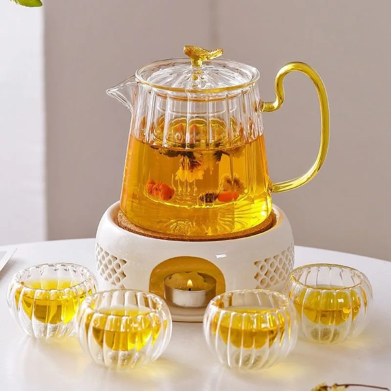Маленький термостойкий прозрачный стеклянный чайник с высокой ручкой китайские чайные наборы gongfu 600 мл 50 чаша 15 см теплее