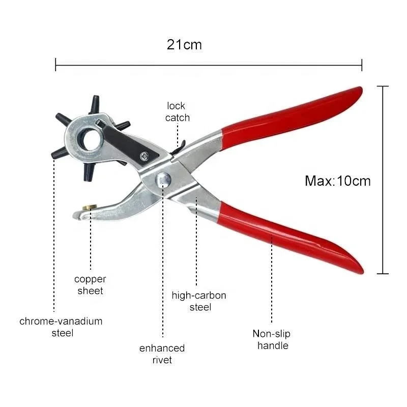 Leather Belt Hole Punch Plier, Revolve Sewing Machine Bag Setter Tool, Eyelet Puncher, Watchband Strap Household Leathercraft