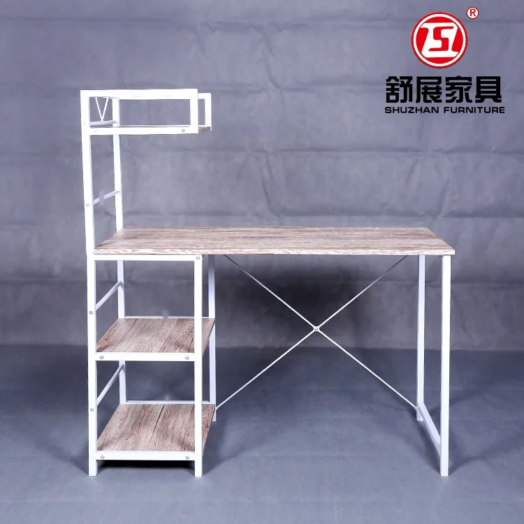 Dining room Fabric Folding Padded computer desk  Stack able  Fold able for office With book shelf metal Leg indoor  desk