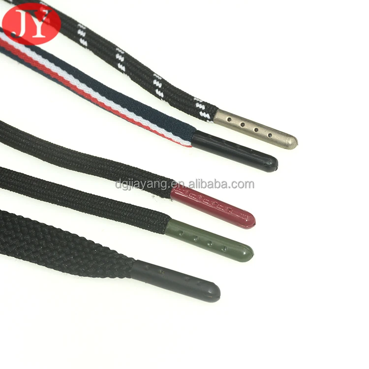 factory price 5mm polyester rope with plastic/metal aglet metal aglet crimp for hoodies bullet  aglet tipping