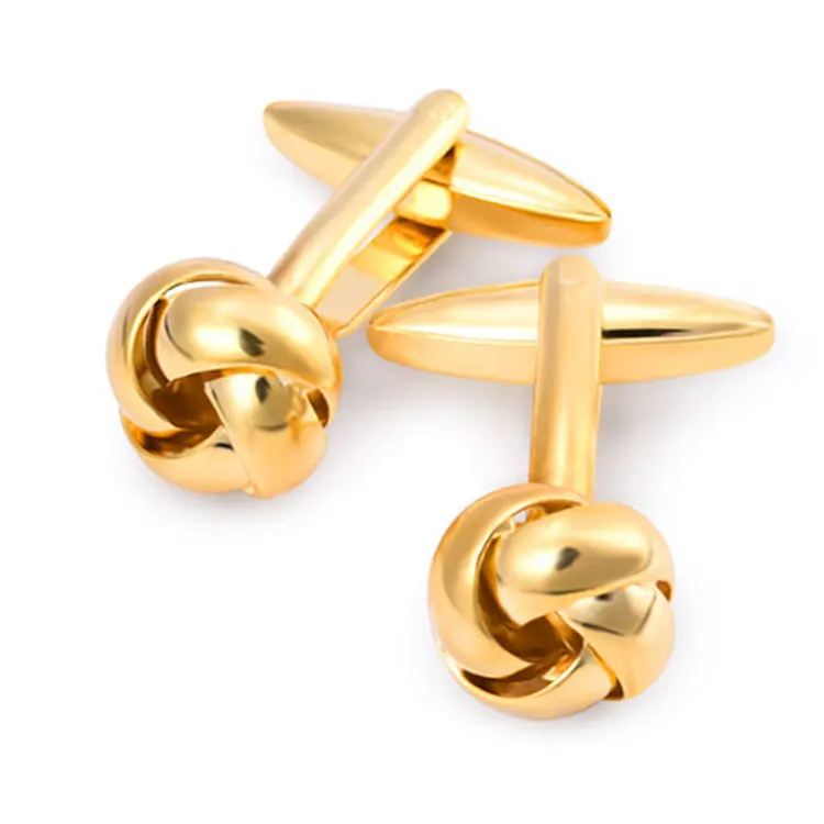 
Hot Sale Copper Material Cuff Links Gold Color Knot Design Metal Knot Cufflinks For Men 