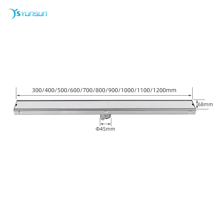 Concealed Linear Shower Drain Stainless Steel Long Floor Drain Trap for Hotel Bathroom