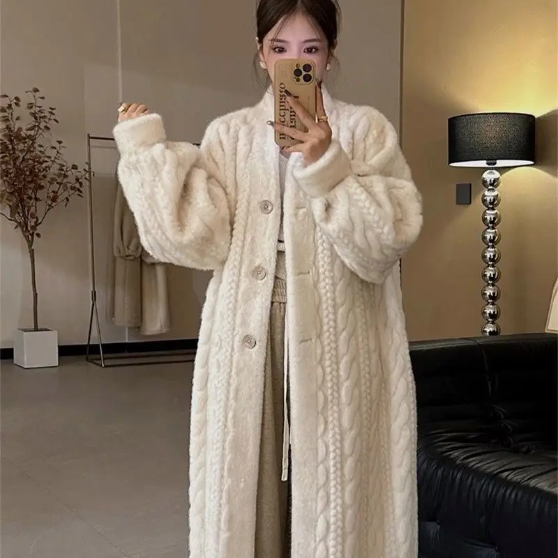 Custom Winter Faux Mink Fur Coat Long Style Fur Jacket Faux Fur Thick Warm Long Sleeve Coat For Women