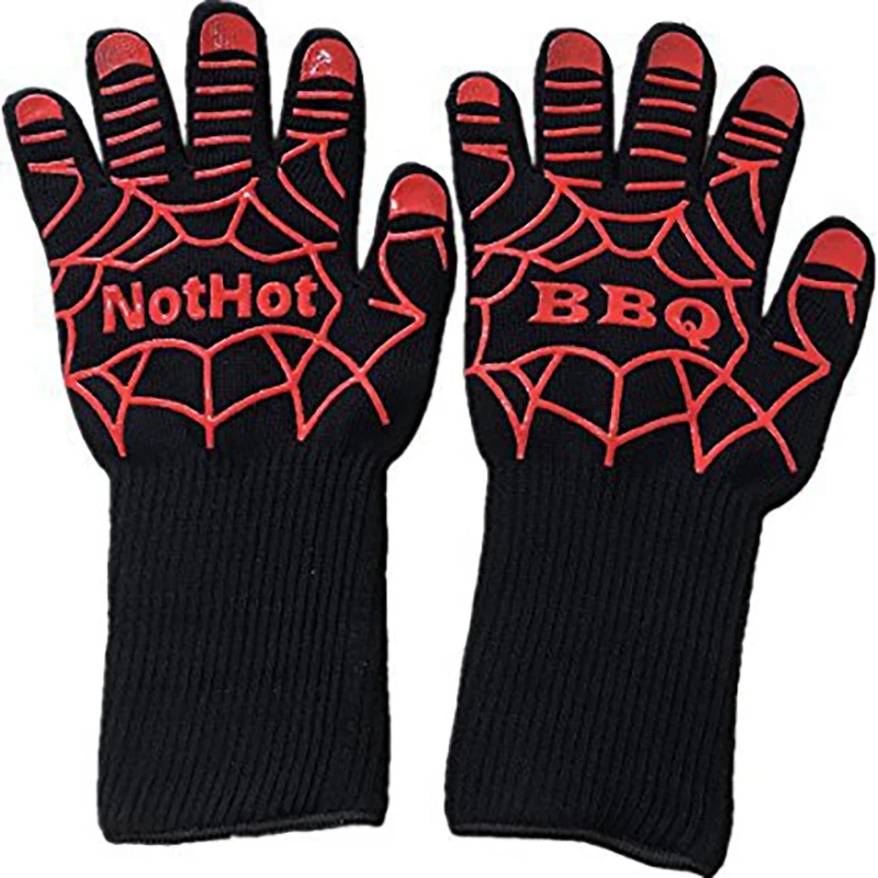 Hot Sale Heat Resistant BBQ Gloves Protection Anti-scalding Barbecue Oven Gloves Baking Oven Mitts
