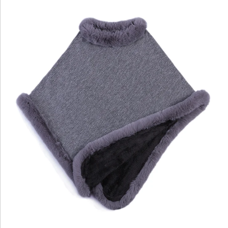 Lady Fur Poncho Real Rabbit Fur Shawl Women New Fashion Cape