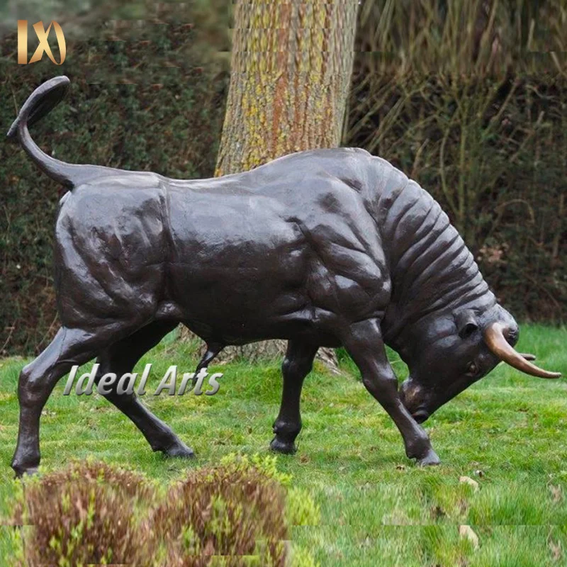 Outdoor Garden Decor Metal Craft Brass Bronze Hollow Bull Statue Sculpture