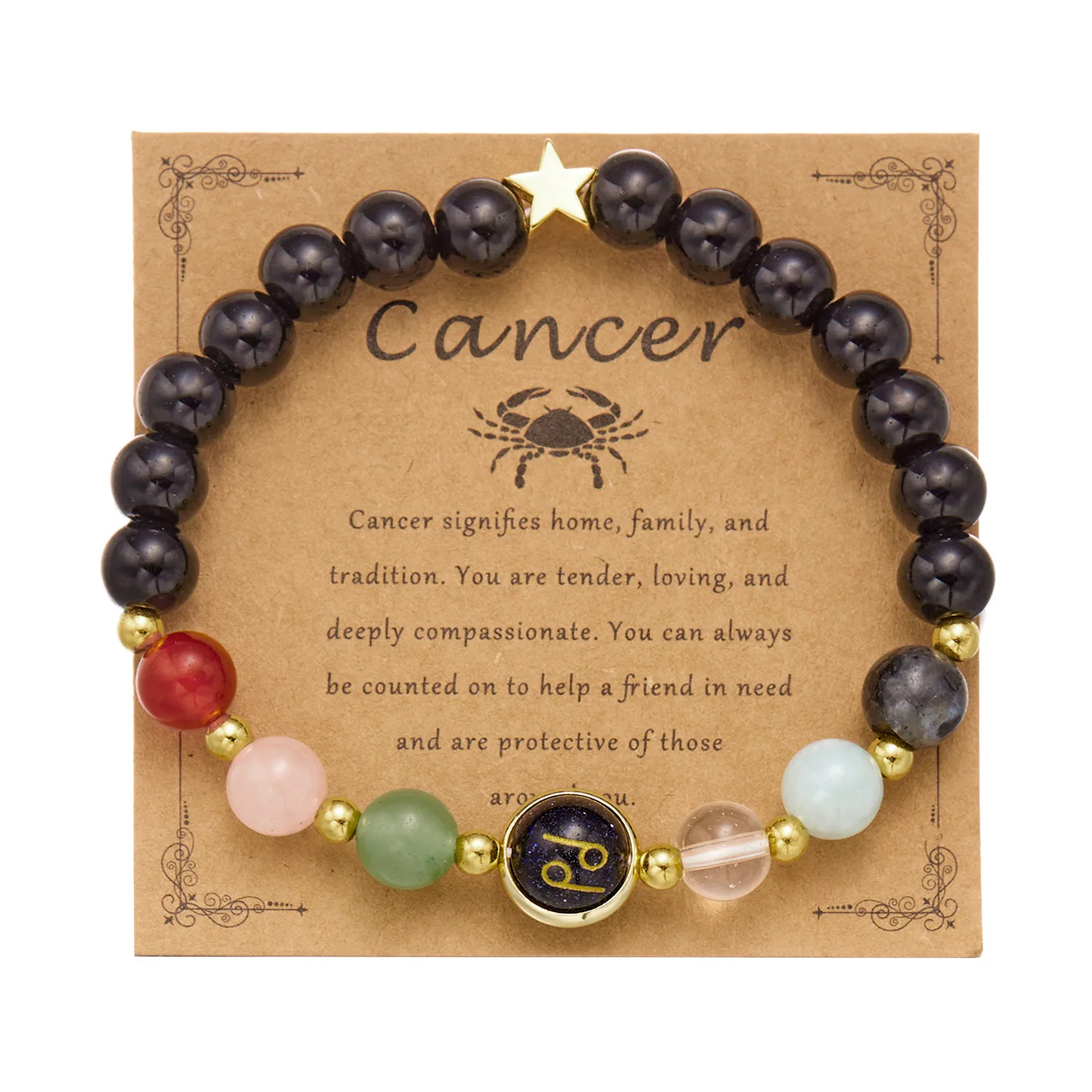 12 Zodiac Signs Constellations Charm Bracelet Women Men Fashion Obsidian Stone Beaded Best Friend Couple Card Bracelets Jewelry