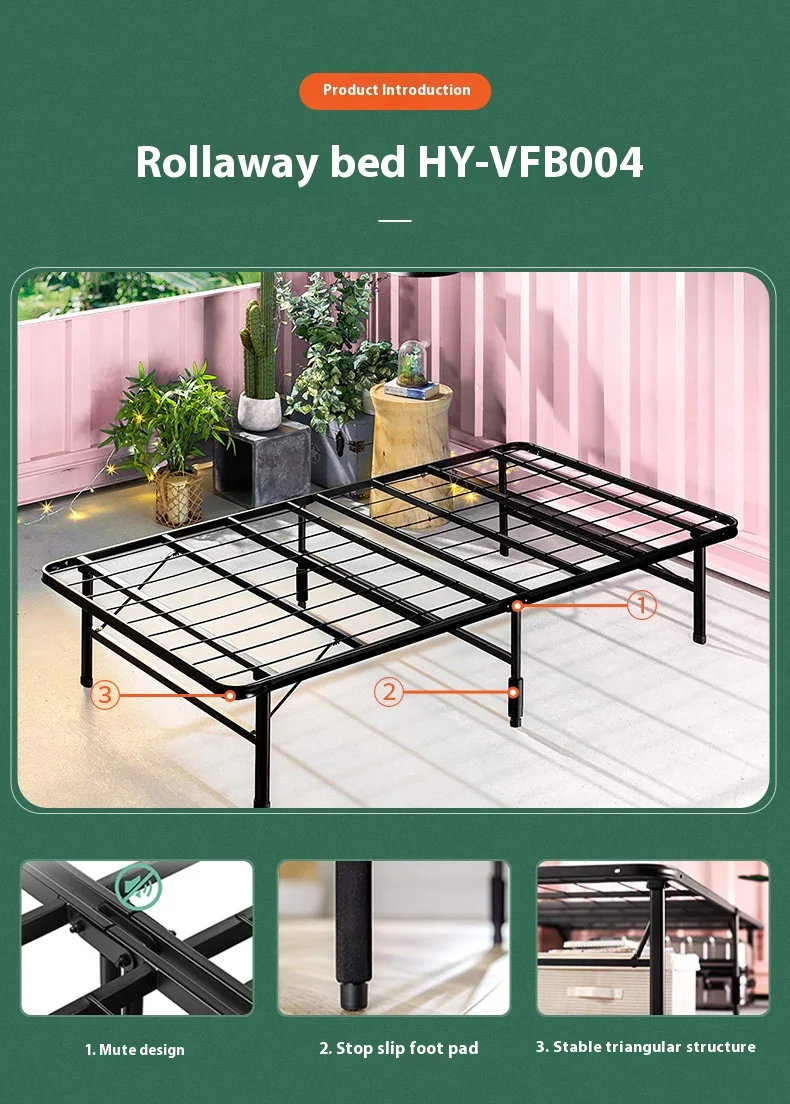 Factory wholesale rental housing simple metal folding sofa bed single lunch break iron frame square tube metal single beds