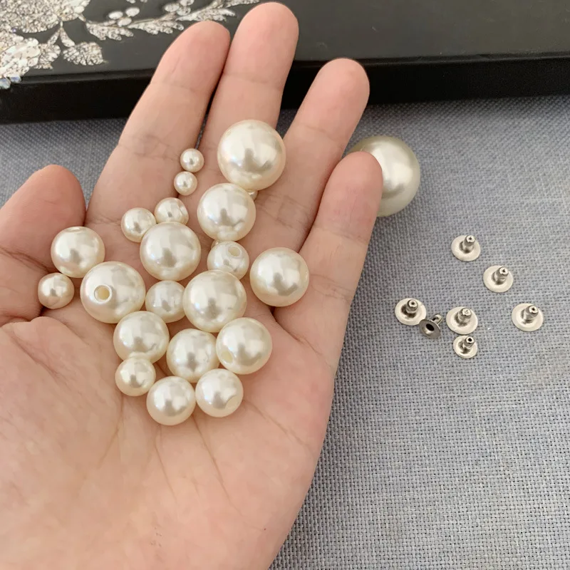 High quality brass nail white plastic bead garment shoe rivets