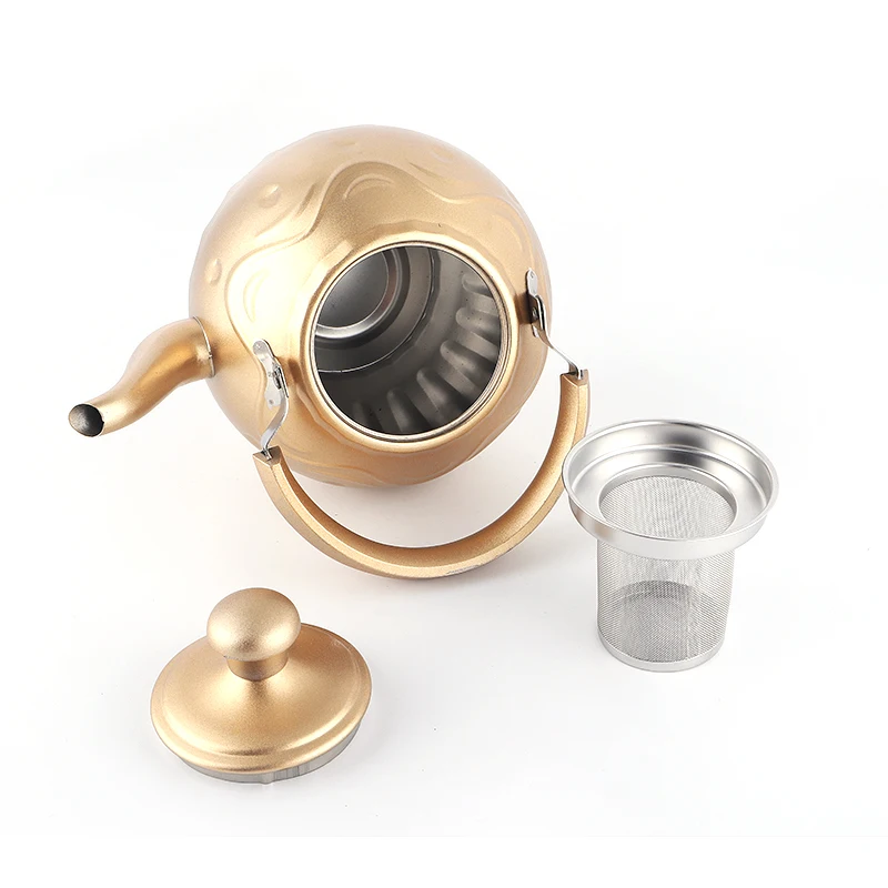 JUSOON New Listing Capacity1l-2l Spray Paint Tea Pot Water Kettles Stainless Steel Retro Chinese Kettle for