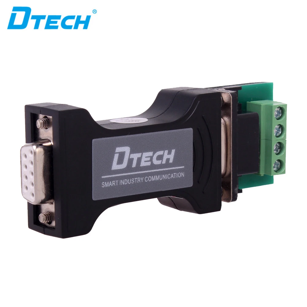 DTECH OEM Industrial Grade RS232 to RS485 300-115.2KBPS DB9 Connector Metal Industry Converter Adapter