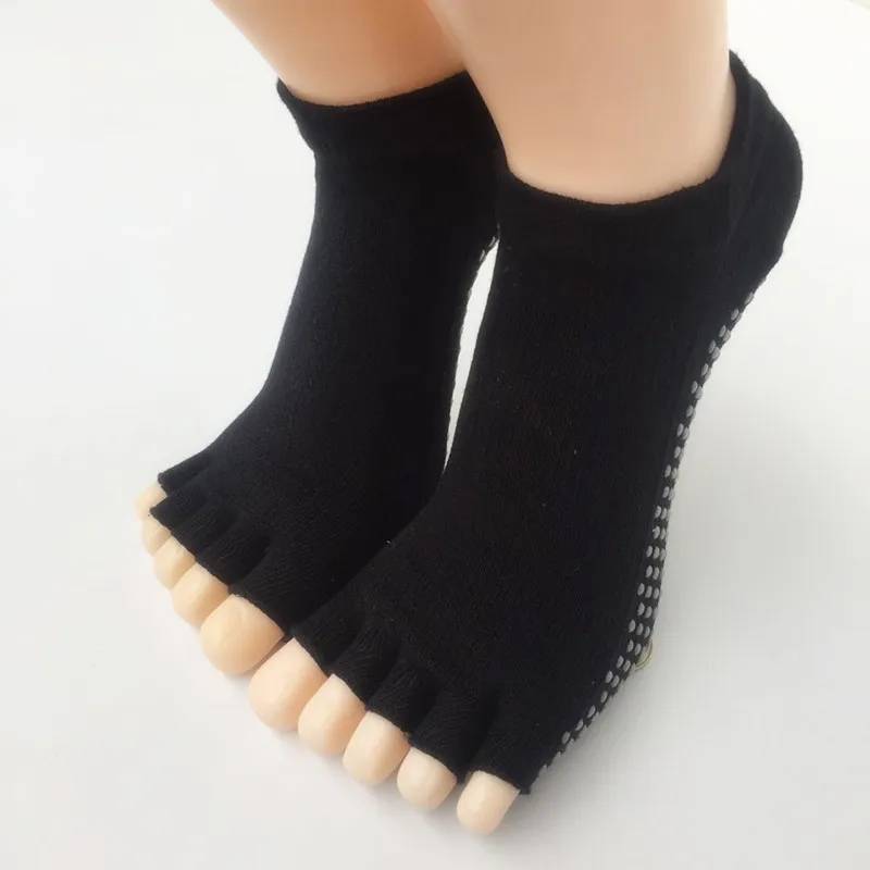 Purple Anti Slip Cotton Five Toe Sock for Yoga Pilates