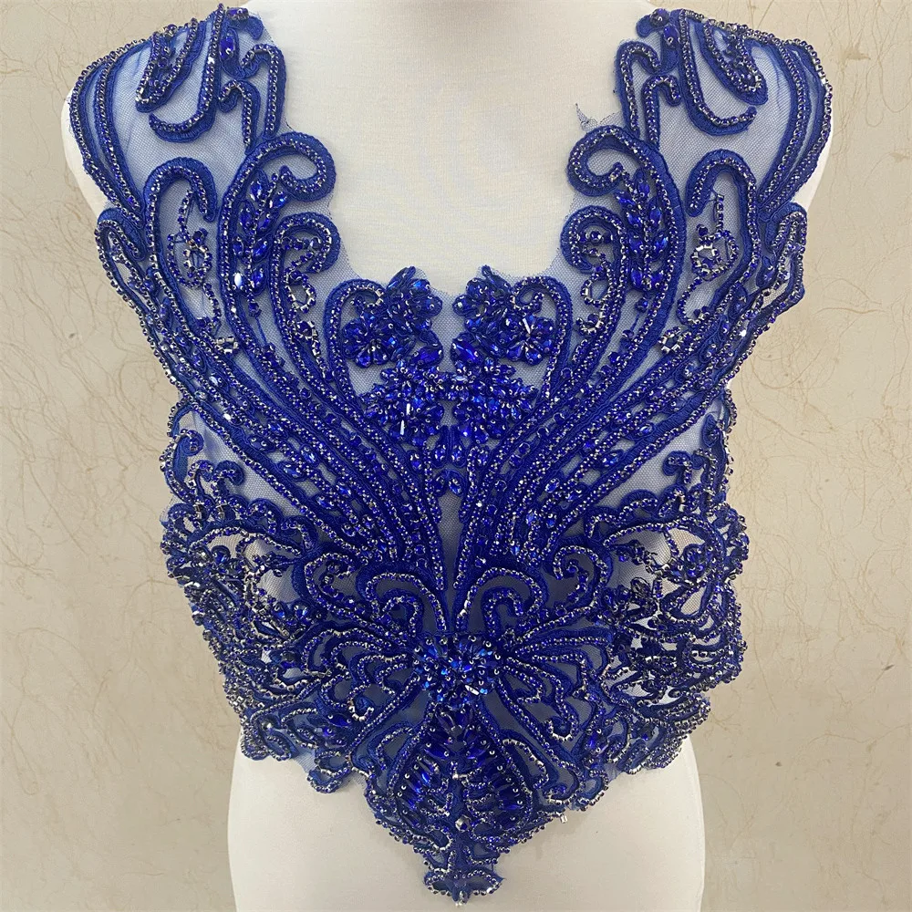 More colors High quality Handmade crystal rhinestones wedding collar appliques  for clothes decoration