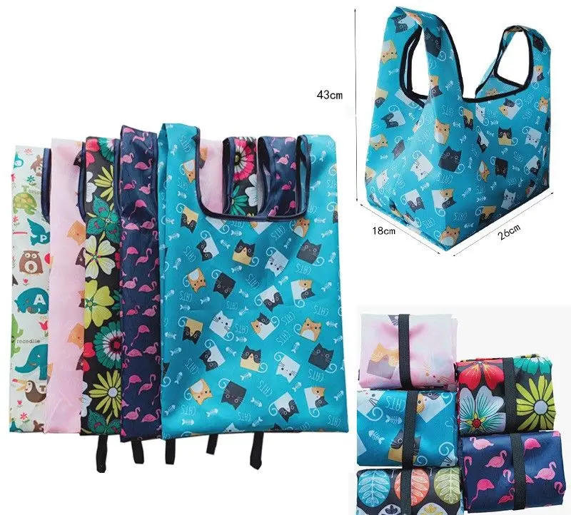 Dynamics Eco Friendly Cute Prints Durable Lightweight Grocery Shopping Bag foldable nylon bag for Produce Market Groceries