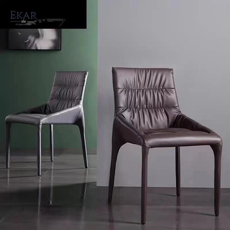 Ekar Furniture high quality vintage upholstered leather restaurant dining chairs for sale