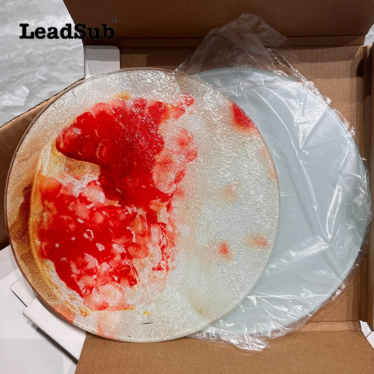 Food grade Tempered glass Non Slip round Chopping Blocks Board white blank sublimation glass Cutting Board with Lip for Kitchen