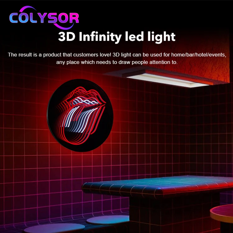 COLYSOR Low Price 3d Anti Scratch Acrylic Neon Sign Board Wall Lamp Led Infinity Mirror Light