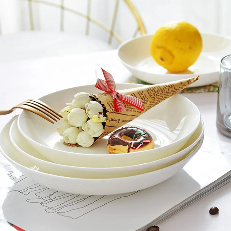 Wholesale Ceramic Dinner Plates White Porcelain  Dishes Plates Bone China charger plates  for home hotel restaurant