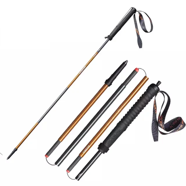 
Free Shipping M-Pole Folding Ultralight Quick Lock Trekking Poles Hiking Pole Race Running Walking Stick Carbon Fiber 