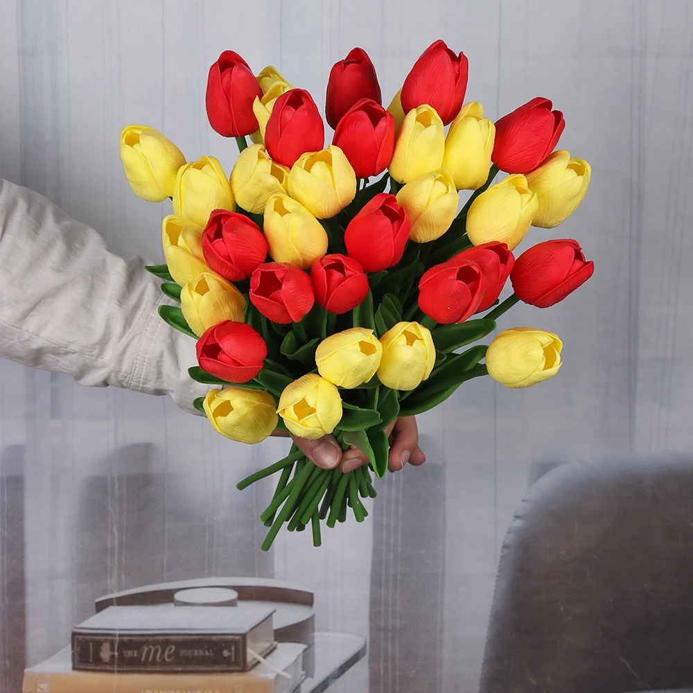 NEWGARDEN Artificial Flower Bouquet Mini Tulip EVA Hot Sale Real Touch EVA Decorative Flowers Bouquet Wedding