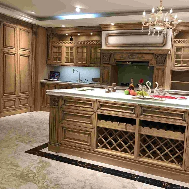 Luxury Solid oak wood kitchen cabinet design for entire house modular kitchen cabinet.