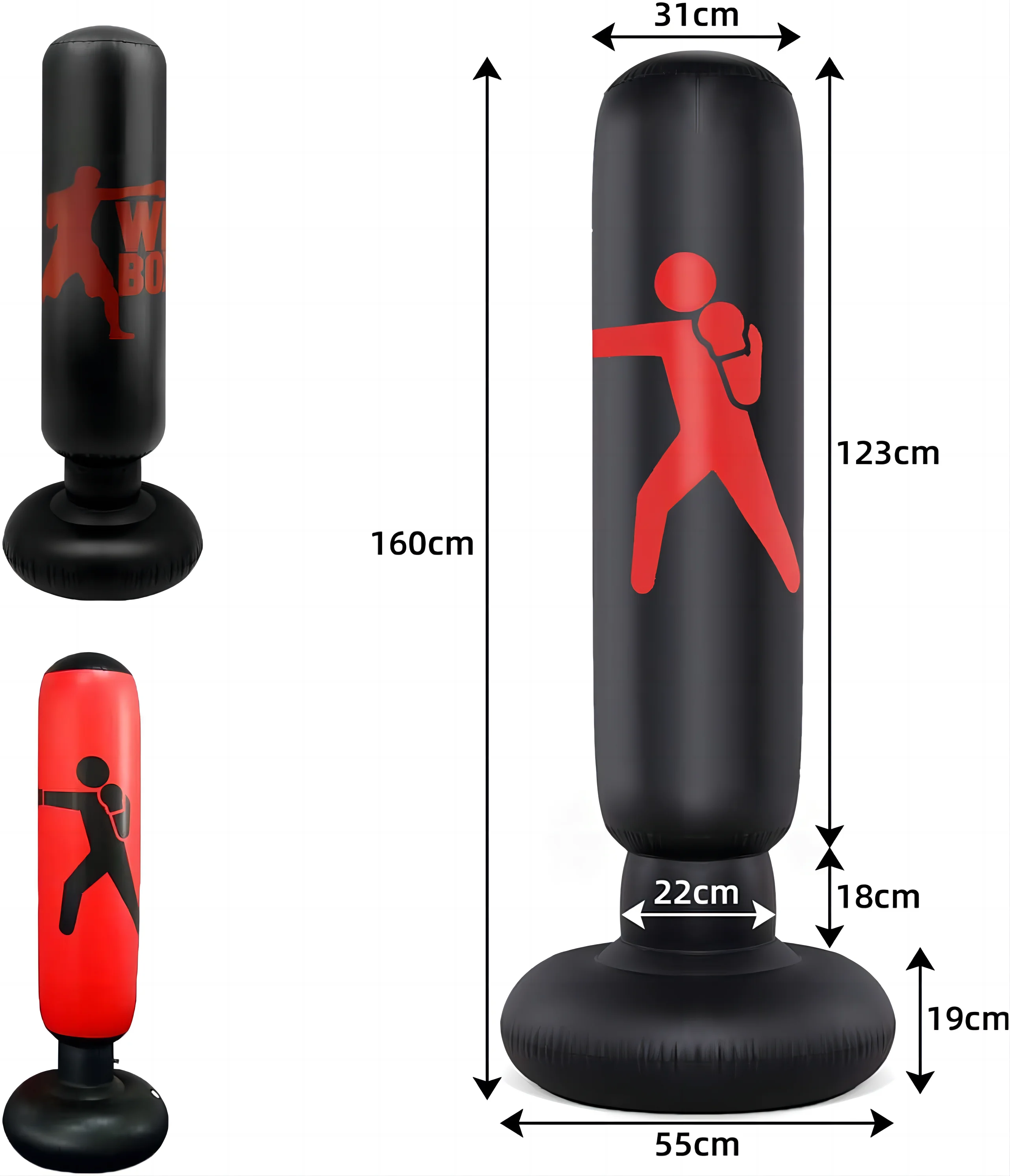 Inflatable Children Boxing Inflatable Folding Kicking Bag Boxing Training Reflex Punching Bag For Kids