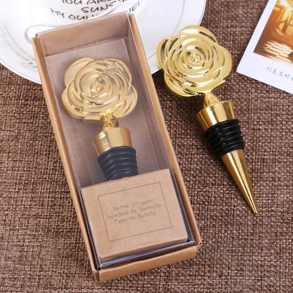 
High quality rose wine bottle stopper zinc alloy metal wine stopper for wedding 