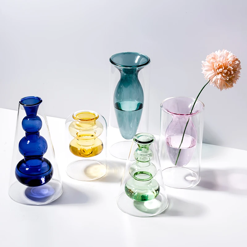 Home Decoration Glass Vase Office Desktop Hydroponic Vase Glass Container Decoration