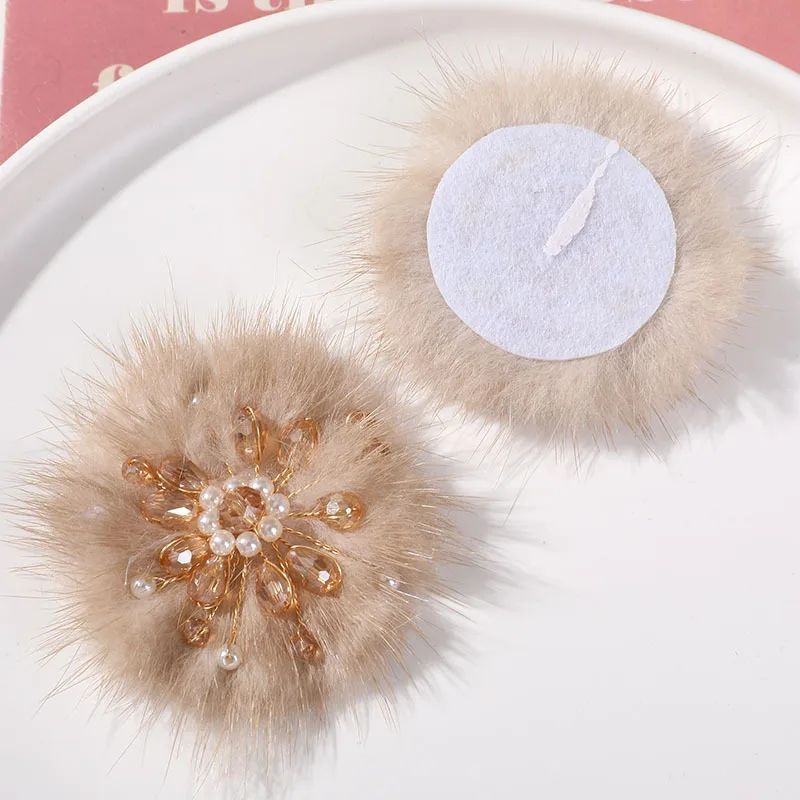 Fashionable Hair  Winter Accessories Embellished With Pearl Jewelry for hairclip shoes mink Fur Ball Pompoms Accessories