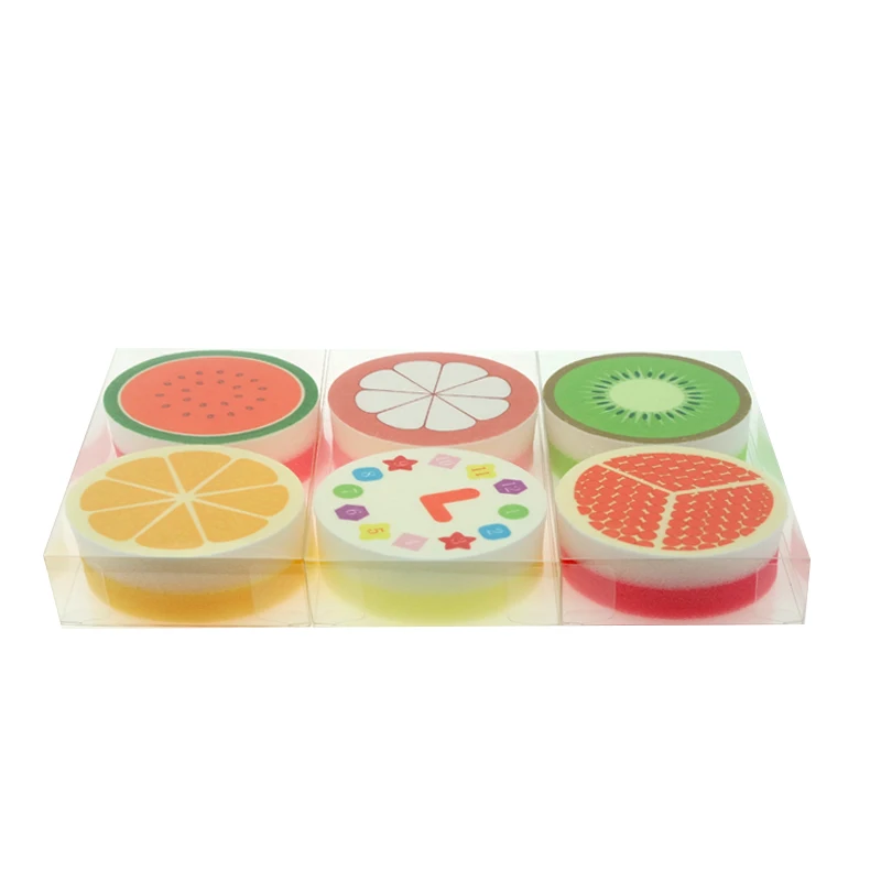 Printed round fruit shape kitchenware cleaning sponge scourer