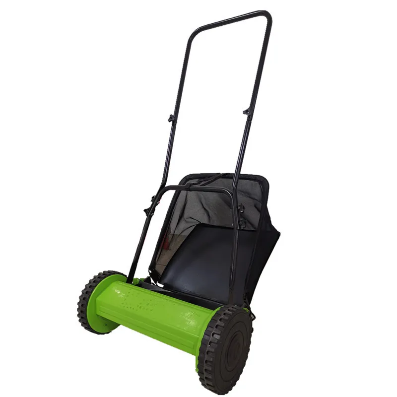 12 Inch Manual Lawn Mower 5-Blade Push Reel Lawn Mower with Grass Catcher Green
