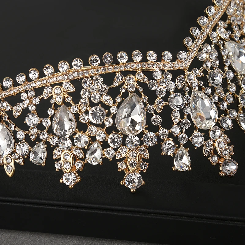 Luxury Rhinestone Crystal Head Jewelry Baroque Bride Crown European Crown Multi-color Hair Hoop