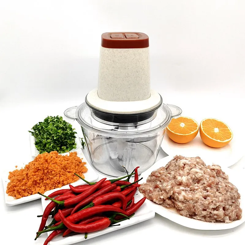 Бытовая электрическая мясорубка многофункциональный электрический кухонный комбайн 2 литра двойные