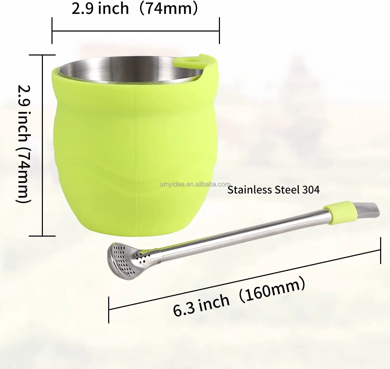 2022 NEW Stainless Steel Silicone Yerba Mate Gourd Tea Cup with Bombilla Straw Set