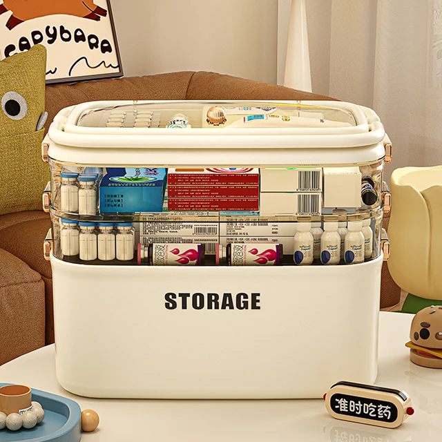 Rmier Small Size Multi-layer Portable Medicine Cabinet Drawer Family Medicine Durable PP Plastic Storage Box