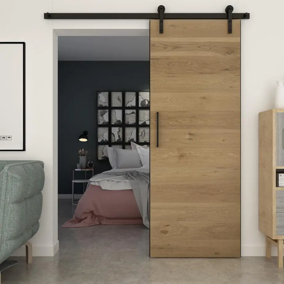 
Flush panel sliding barn door oak wood veneered flush door price 