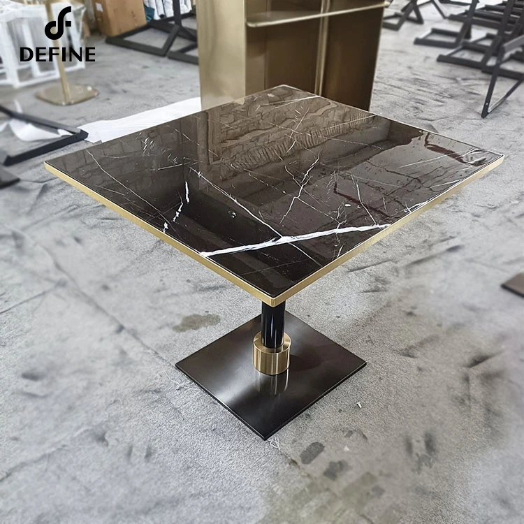 Hotel Furniture Project Custom Italian Luxury Modern Design Rectangle Shape Marble Top Restaurant Table For Cafe Canteen