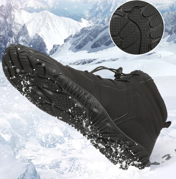 2024 New Couple Plus Velvet Climbing Shoes Snow Boots Five-finger Barefoot Non-slip Hiking Cotton Shoes