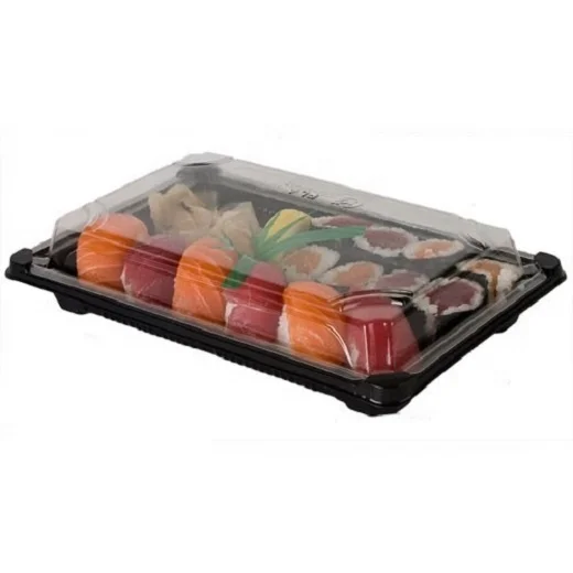 
Large Luxury Rectangular Pet Pvc Base And Lid Box Plastic Blister Tray For Sushi Plastic Sushi Container 