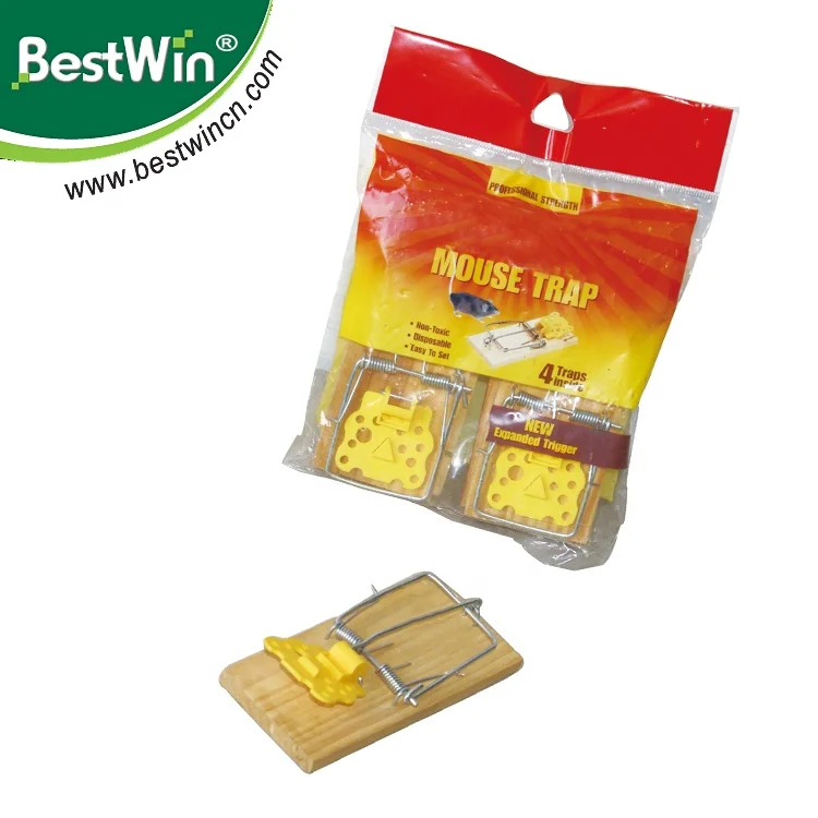 NEW Animal-Friendly Reusable Spring Rodent Mouse Trap Wooden Mousetrap