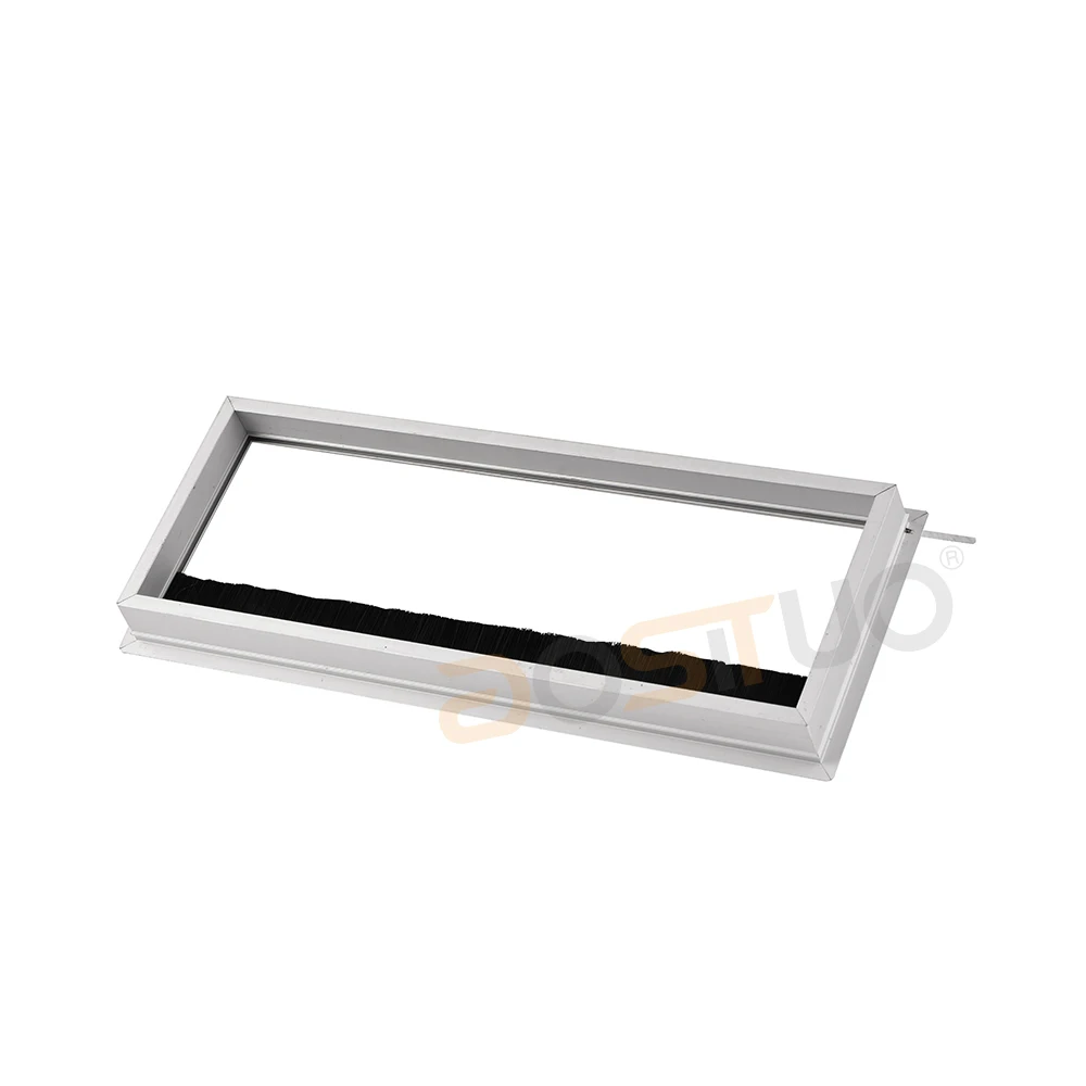 Customized size aluminum flip up wire organizer box tabletop rectangular cable grommet for office workstation