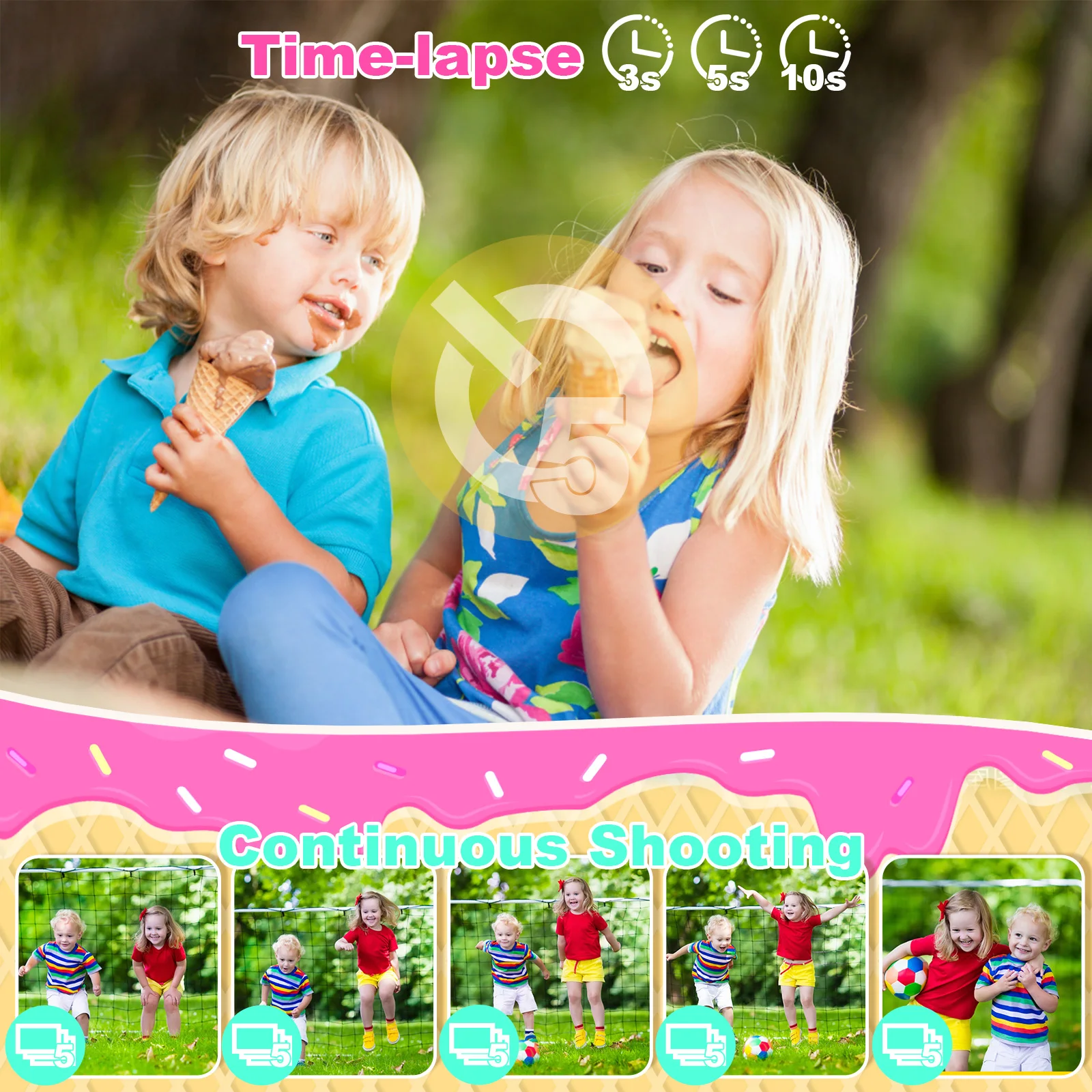 2023 Best Selling  Mini  Digital Camera for Kids with Rotating Camera Selfie  Education Toys For Toddler Girl