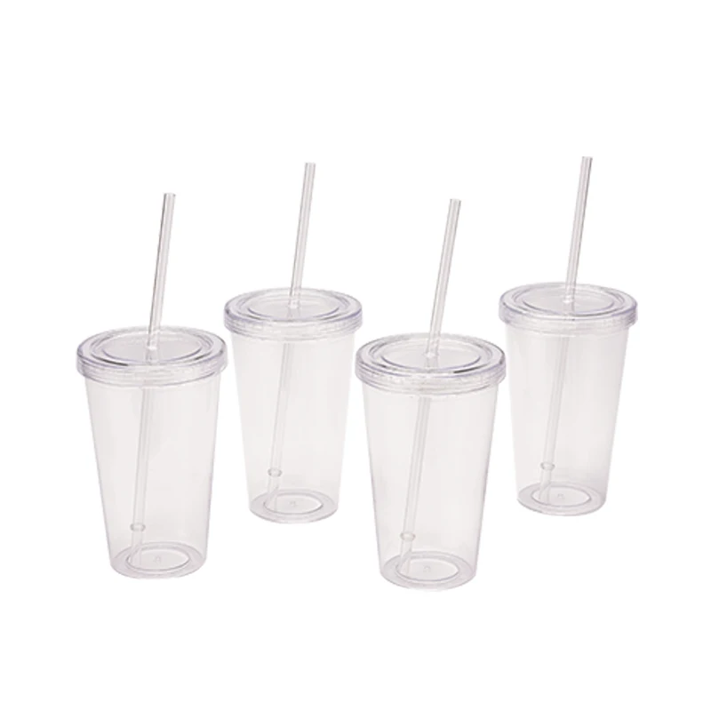 Fall Resistant Light Thin and not Fragile Clear Classic Tumbler Reusable PETG Material Plastic Acrylic Cup With Reusable Straw,