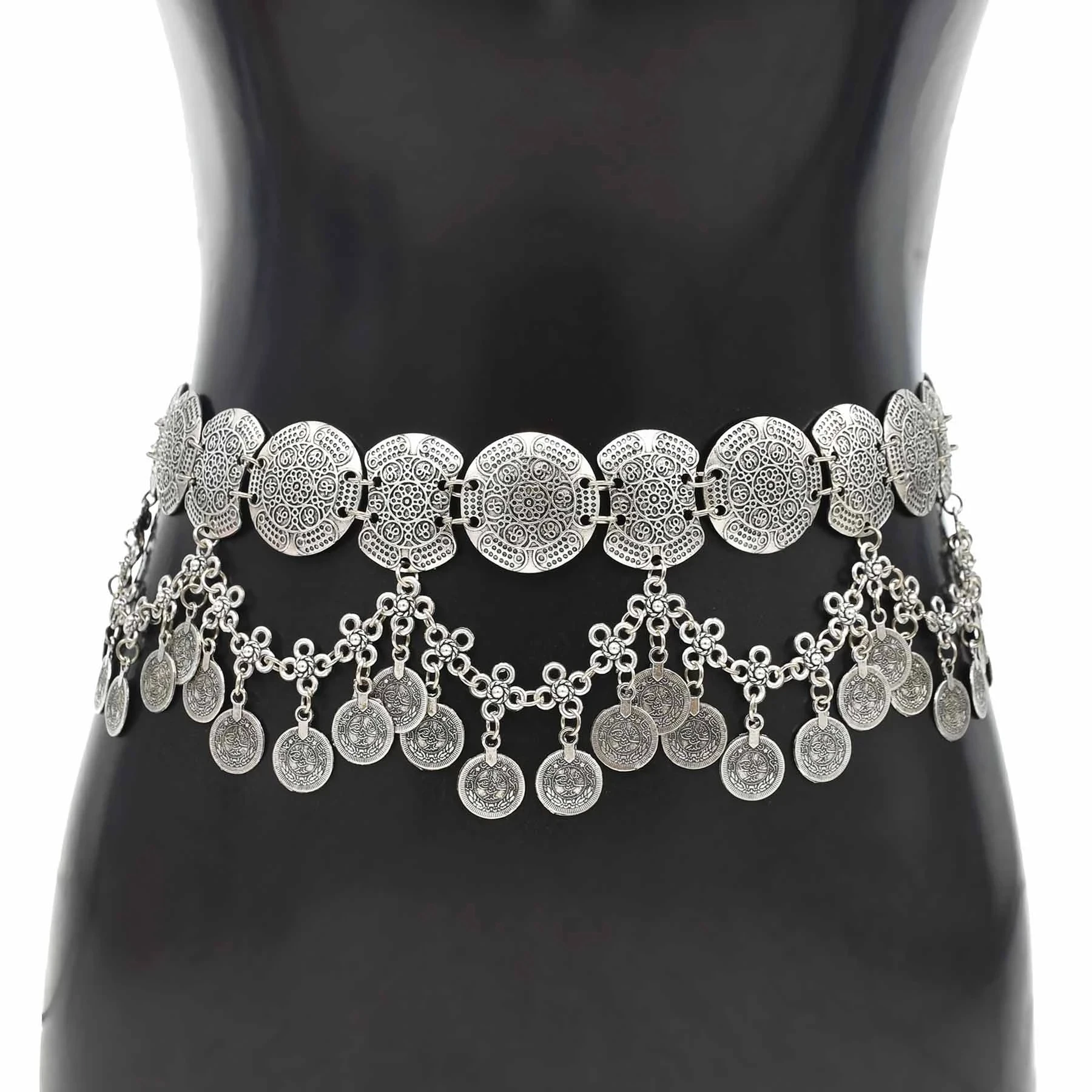 Vintage Style Turkish Gypsy Silver Plated Alloy Coin sexy waist chain,bohemian body jewelry,turkish jewelry