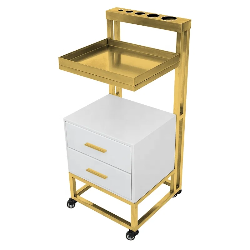 Beauty Salon Spa rolling trolley 2 storage trays With Dryer Holders HY-784