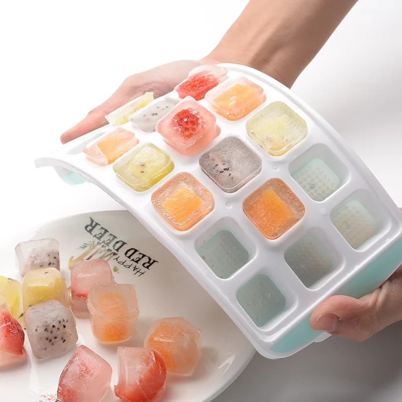 4/10/21/36 Grids Round Square Silicone Customized Ice Cube Mold Home Frozen Ice Cube Refrigerator Plastic Ice with Lid