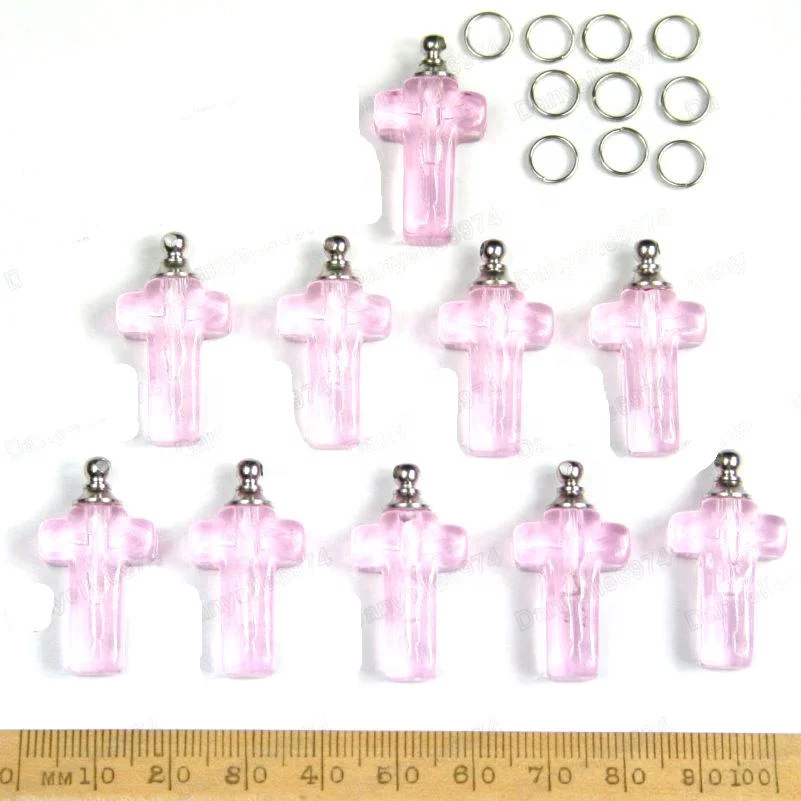 Wholesale SCREW TOP empty Glass VIALS drop/cross/diamond Bottle perfume Pendant